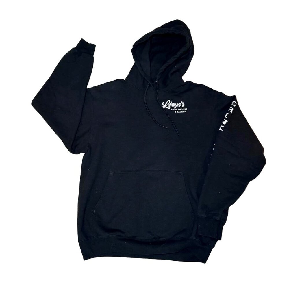 Unisex Lloyd's Smokehouse & Tavern Customized Black Hoodie from Bandon, OR Sz M